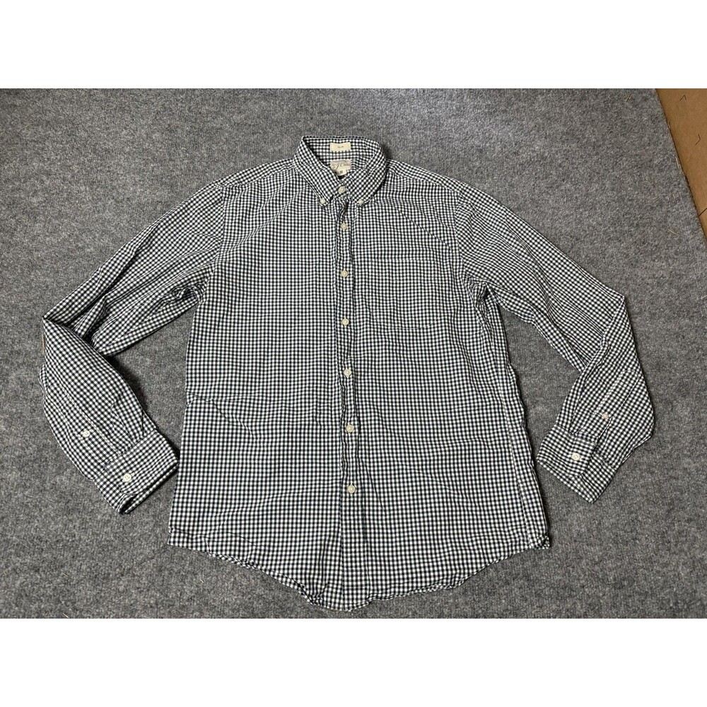 J.CREW Shirt Mens M Blue Long Sleeve Check Button-Down Cotton Slim Casual